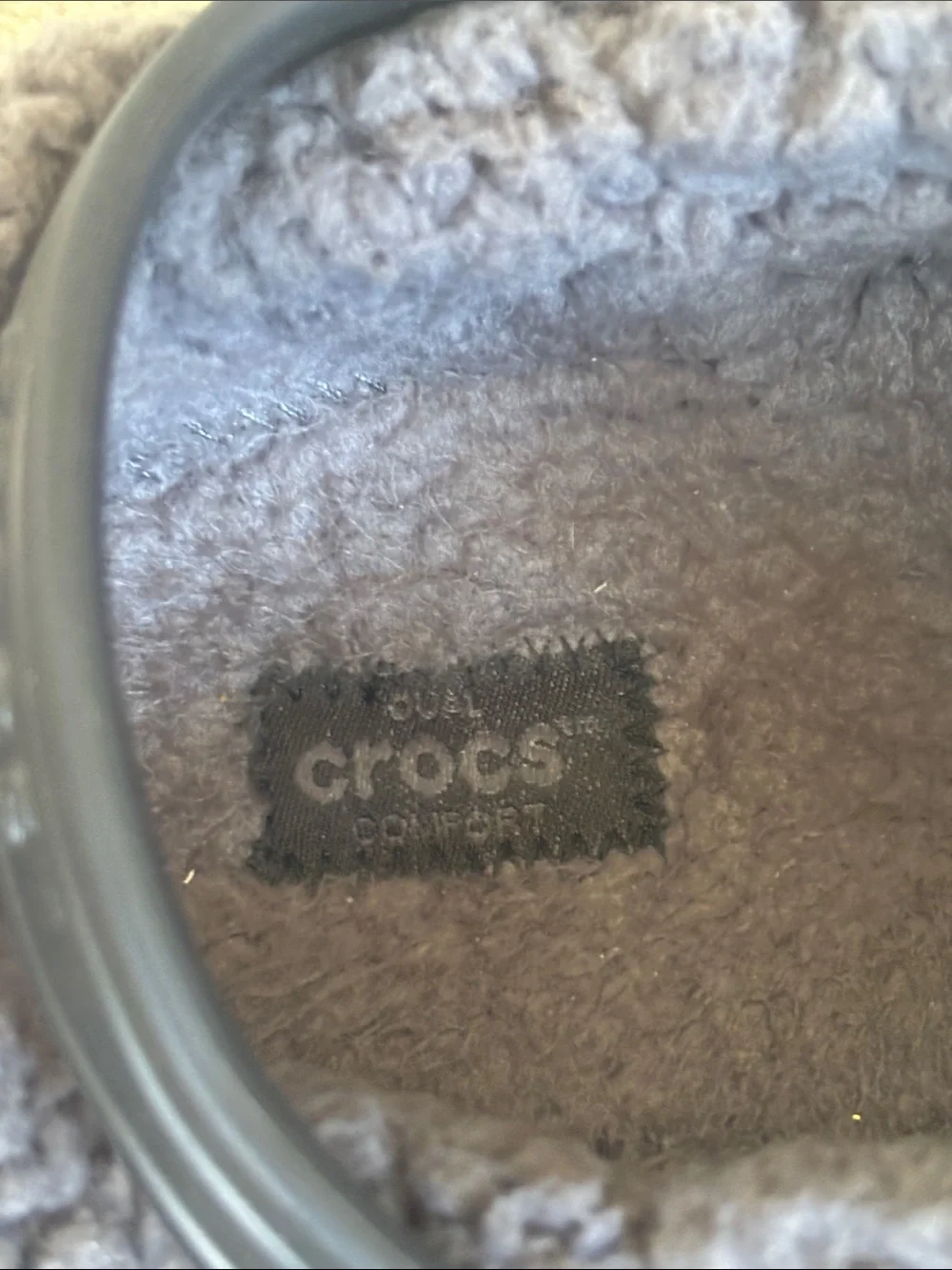 CROCS Kids Black Clog with Gray Fleece Lining